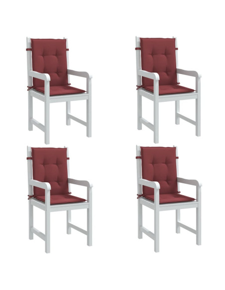 Cuscini Sedia Schiena Bassa 4 pz Rosso Vino Mélange Tessuto