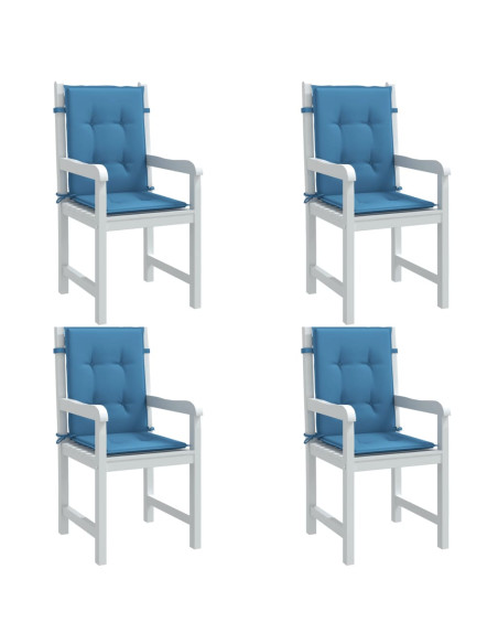 Cuscini Sedia Schiena Bassa 4 pz Blu Mélange 100x50x4 Tessuto
