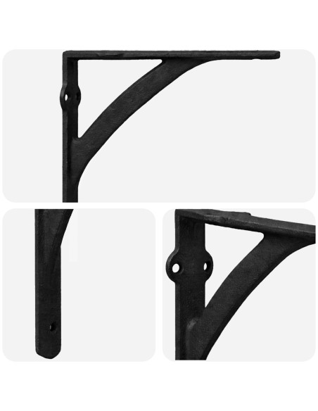 Supporti per mensole da parete 2 pz Nero 10 x 10 x 3 cm Acciaio