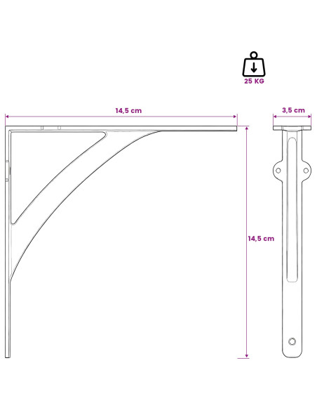 Supporti per mensole da parete 2 pz Nero 14.5 x 14.5 x 3.5 cm