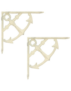 Supporti per mensole da parete 2 pz Bianco Antico 2