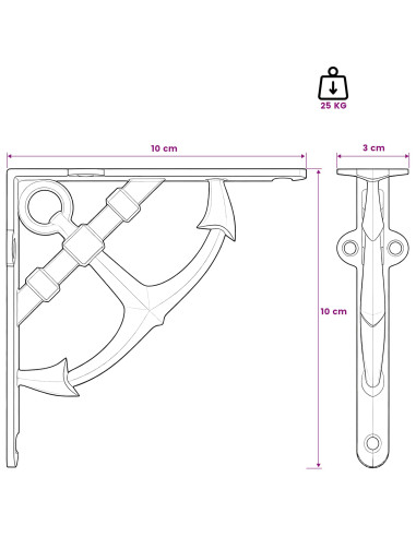 Supporti per mensole da parete 2 pz Bianco Antico