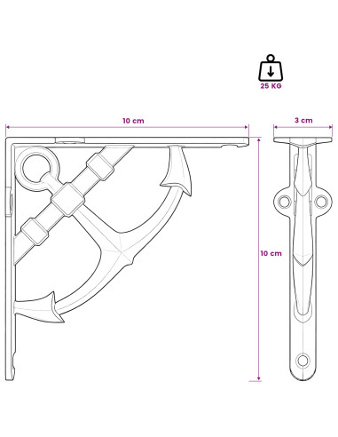 Supporti per mensole da parete 2 pz Bianco Antico