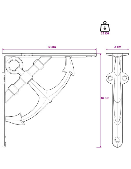 Supporti per mensole da parete 2 pz Bianco Antico