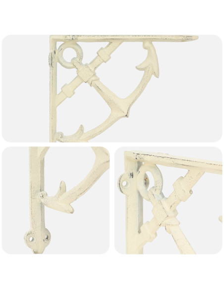 Supporti per mensole da parete 2 pz Bianco Antico