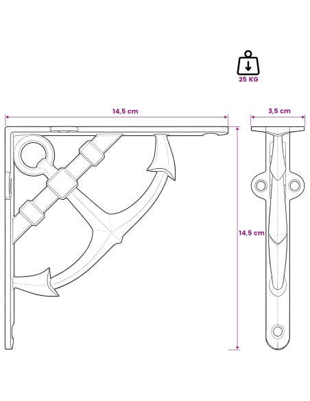 Supporti per mensole da parete 2 pz Bianco Antico