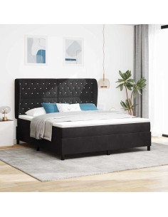 Letto a molle con materasso Nero 200 x 180 cm Velluto