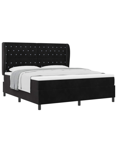 Letto a molle con materasso Nero 200 x 180 cm Velluto
