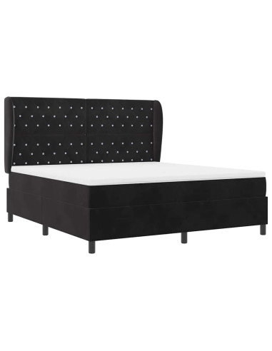 Letto a molle con materasso Nero 200 x 180 cm Velluto