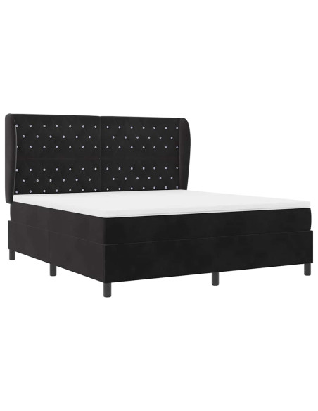 Letto a molle con materasso Nero 200 x 180 cm Velluto