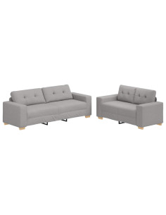 Divano 2 pz Grigio Nuvola Tessuto misto lino 2