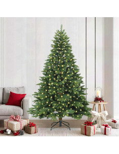 Albero di Natale artificiale con 300 LED Verde 240 cm PE e PVC
