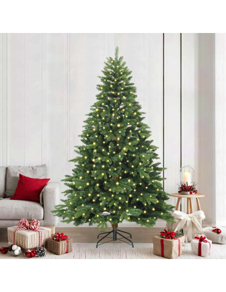 Albero di Natale artificiale con 300 LED Verde 240 cm PE e PVC