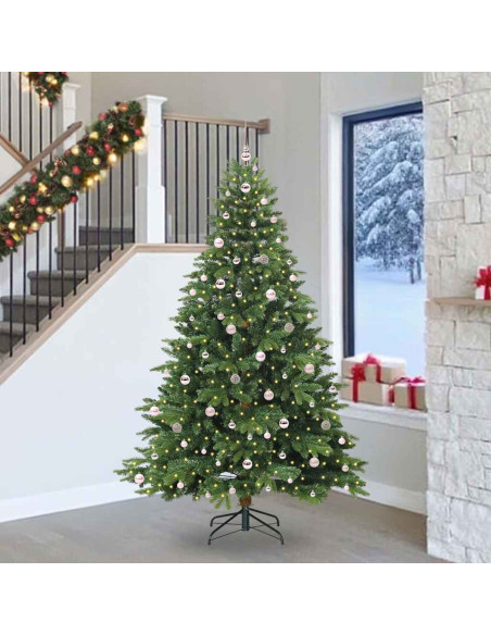 Albero di Natale artificiale con 300 LED Verde 240 cm PE e PVC