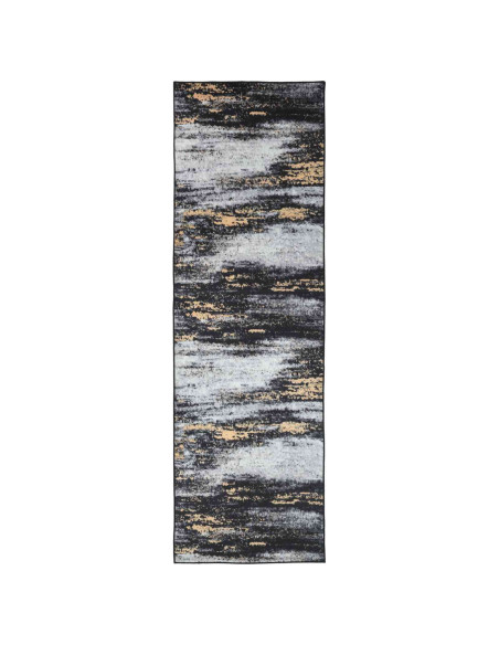Runner Tappeto LESAKA Nero e Oro 80 x 200 cm Velluto diamante