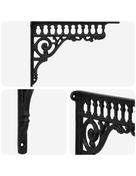 Supporti per mensole da parete 2 pz Nero 27.5 x 23 x 4 cm