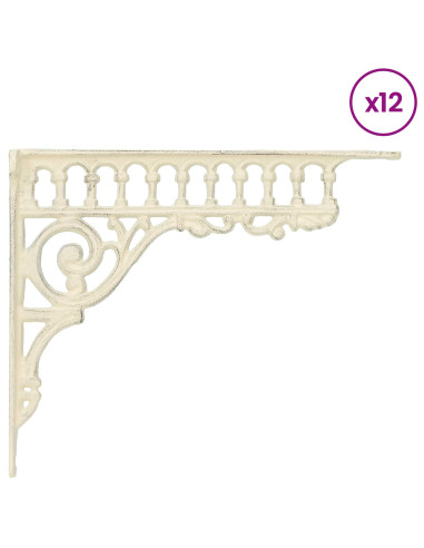 Supporti per mensole da parete 12 pz Bianco Antico