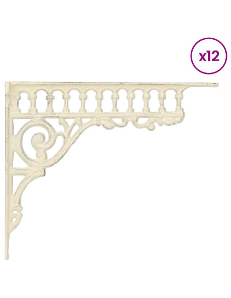 Supporti per mensole da parete 12 pz Bianco Antico