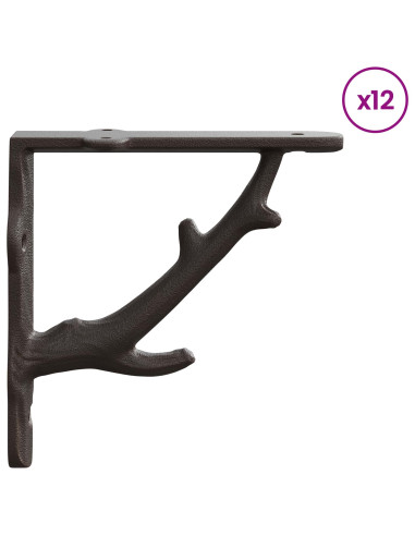 Supporti per mensole da parete 12 pz Marrone Antico