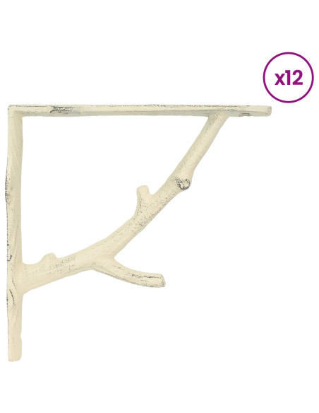 Supporti per mensole da parete 12 pz Bianco Antico