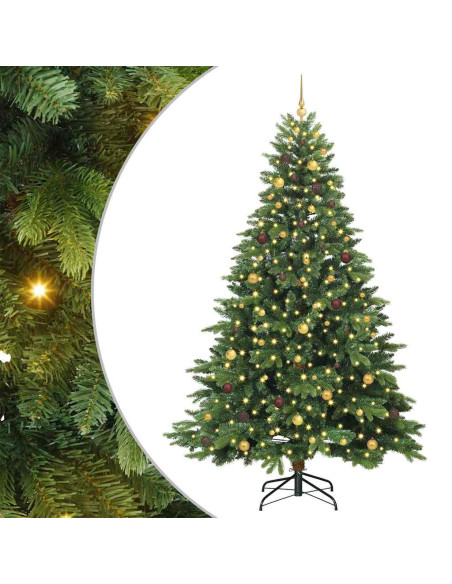Albero di Natale artificiale con 300 LED Verde 240 cm PE e PVC