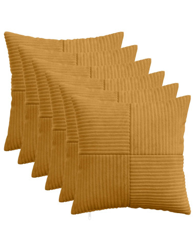Federa 6 pcs ALMELO Giallo 30 x 30 cm corduroy