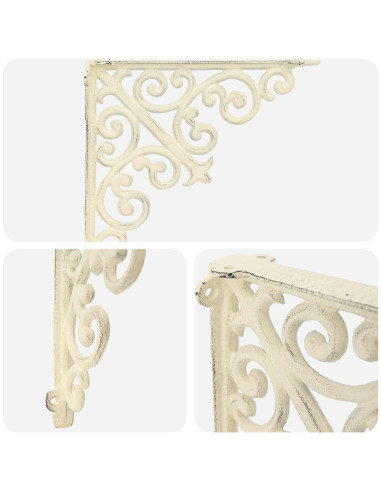 Supporti per mensole da parete 2 pz Bianco Antico