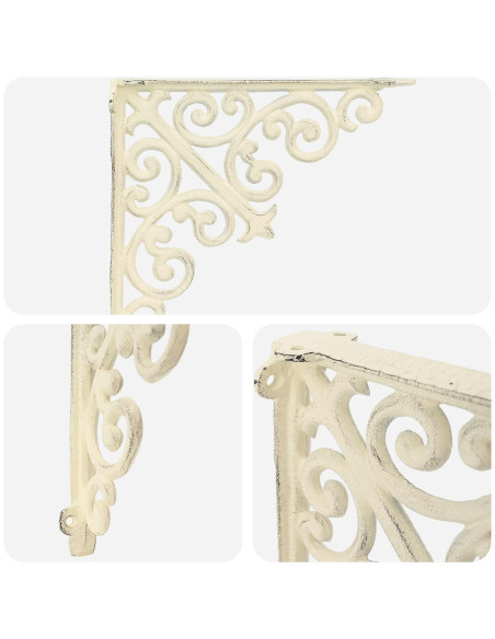 Supporti per mensole da parete 2 pz Bianco Antico