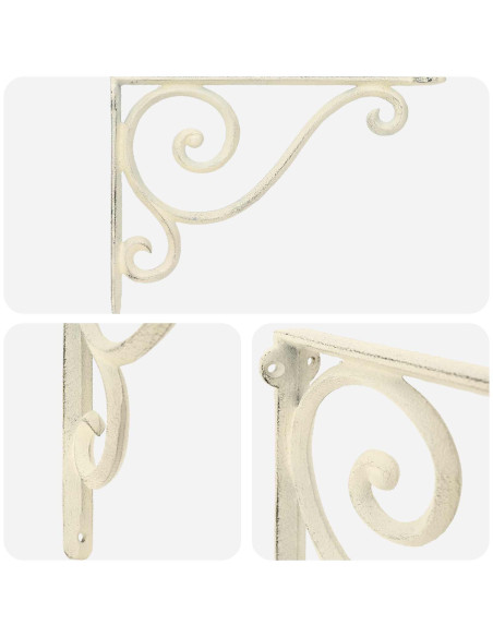Supporti per mensole da parete 2 pz Bianco Antico