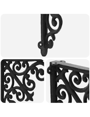 Supporti per mensole da parete 2 pz Nero 9,5 x 9,5 x 3 cm