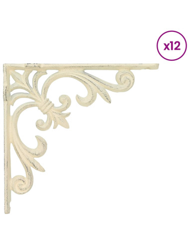 Supporti per mensole da parete 12 pz Bianco Antico