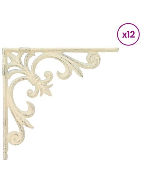 Supporti per mensole da parete 12 pz Bianco Antico
