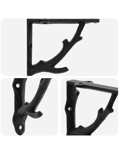 Supporti per mensole da parete 2 pz Nero 21.5 x 21.5 x 3.5 cm