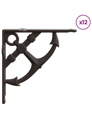 Supporti per mensole da parete 12 pz Marrone Antico