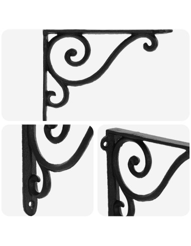 Supporti per mensole da parete 2 pz Nero 12.5 x 17 x 3 cm