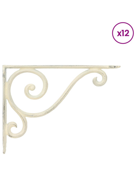 Supporti per mensole da parete 12 pz Bianco Antico