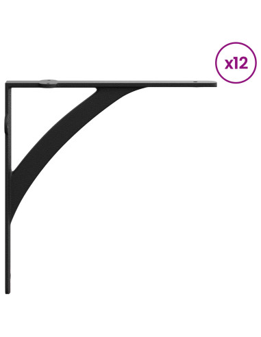 Supporti per mensole da parete 12 pz Nero 10 x 10 x 3 cm