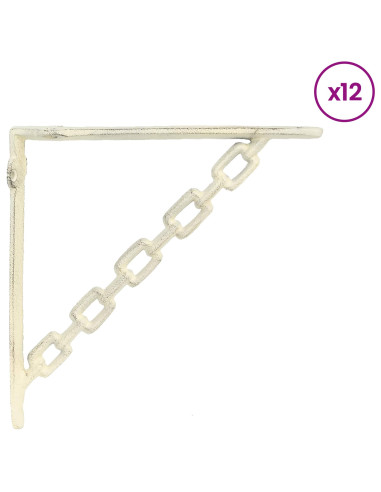 Supporti per mensole da parete 12 pz Bianco Antico