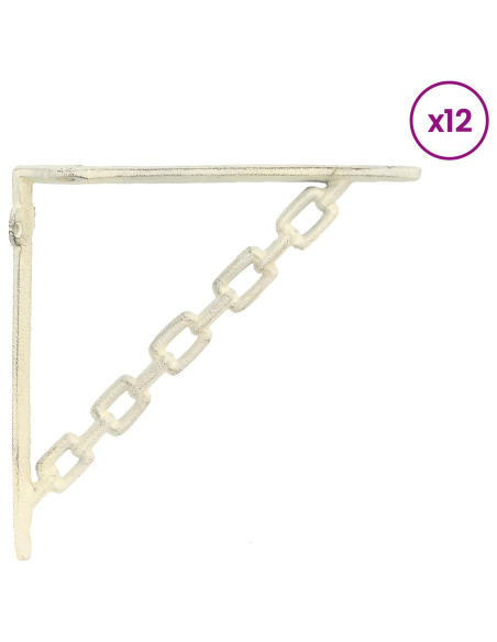 Supporti per mensole da parete 12 pz Bianco Antico
