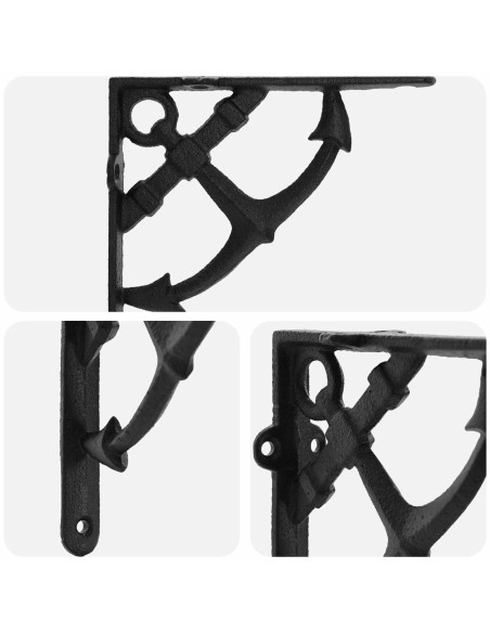 Supporti per mensole da parete 2 pz Nero 21 x 21 x 3.5 cm