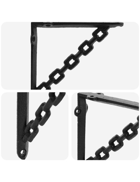 Supporti per mensole da parete 2 pz Nero 10.5 x 10.5 x 3 cm