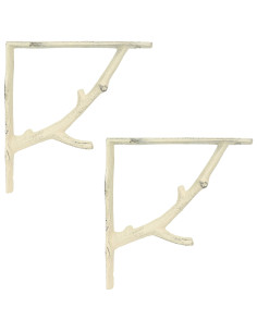 Supporti per mensole da parete 2 pz Bianco Antico 2