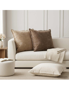 Federa 2 pz HOUTEN Crema 80 x 80 cm Tessuto Chenille