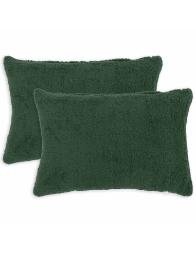 Federa 2 pcs HEERLEN Verde Scuro 40 x 60 cm Bouclé