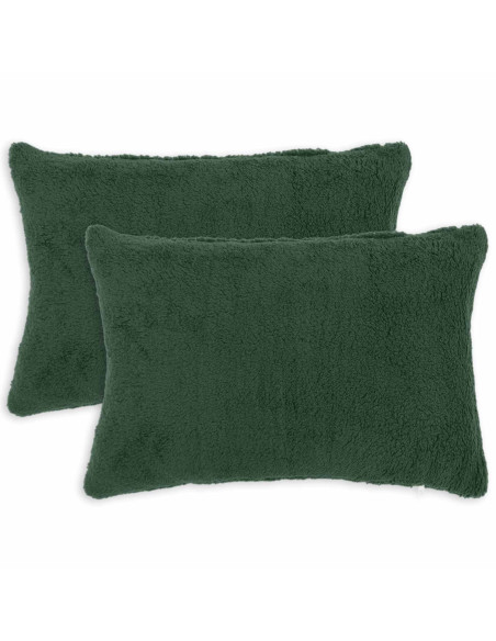 Federa 2 pcs HEERLEN Verde Scuro 30 x 50 cm Bouclé