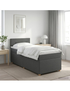 Letto box spring con materasso Grigio Scuro 90 x 190 cm Tessuto