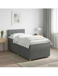 Letto box spring con materasso Grigio Scuro 90 x 190 cm Tessuto