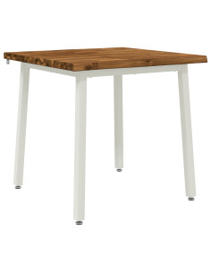 80 x 80 x 75 cm Legno di Acacia Massello Naturale e Bianco 2
