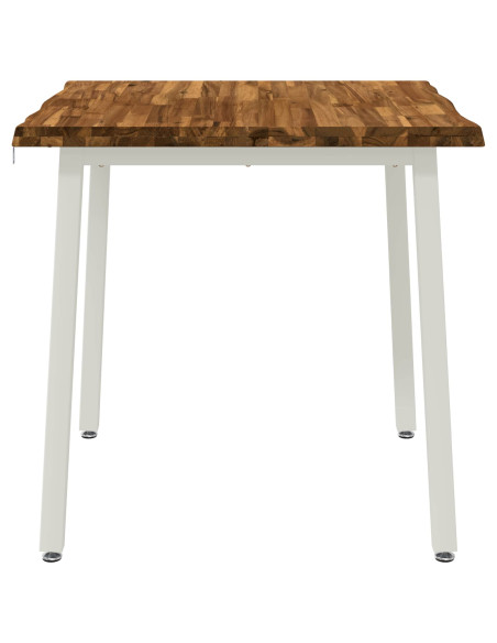 80 x 80 x 75 cm Legno di Acacia Massello Naturale e Bianco