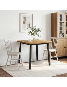 80 x 80 x 75 cm Legno di Acacia Massello Bianco e Nero Quadrato